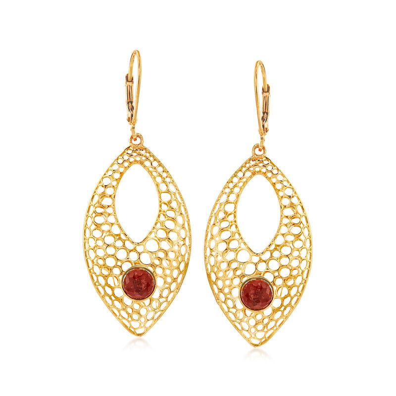 2.50 ct. t.w. Ruby Openwork Drop Earrings in 14kt Yellow Gold image number 0