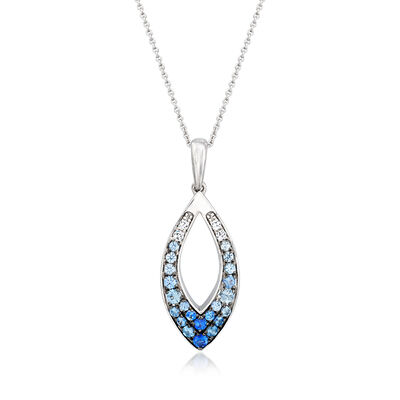 Le Vian .57 ct. t.w. Denim Ombre and White Sapphire Pendant Necklace in 14kt Vanilla Gold