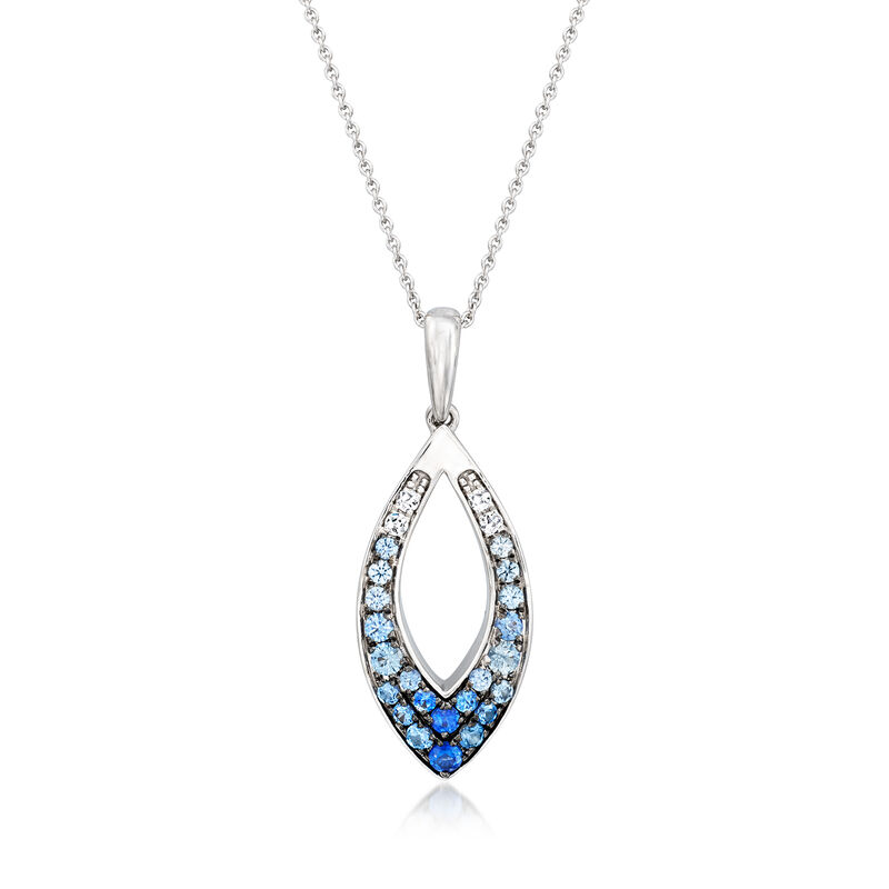 Le Vian .57 ct. t.w. Denim Ombre and White Sapphire Pendant Necklace in 14kt Vanilla Gold  image number 0
