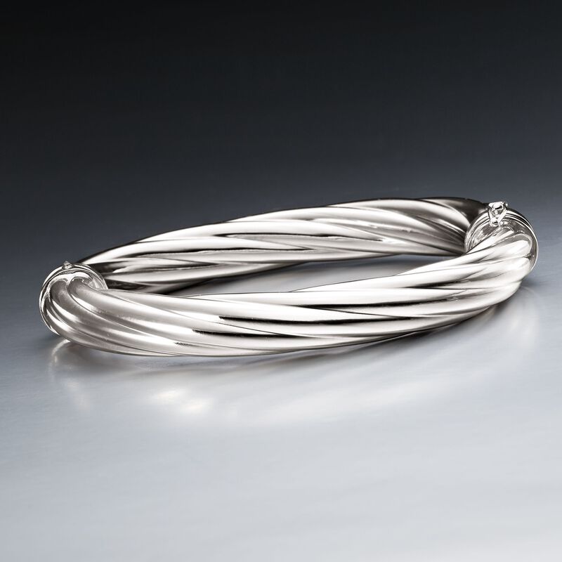 Italian 10mm Sterling Silver Twisted Bangle Bracelet image number 2