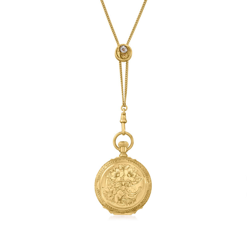 C. 1896 Vintage Waltham 14kt Yellow Gold Pocket Watch Necklace image number 0