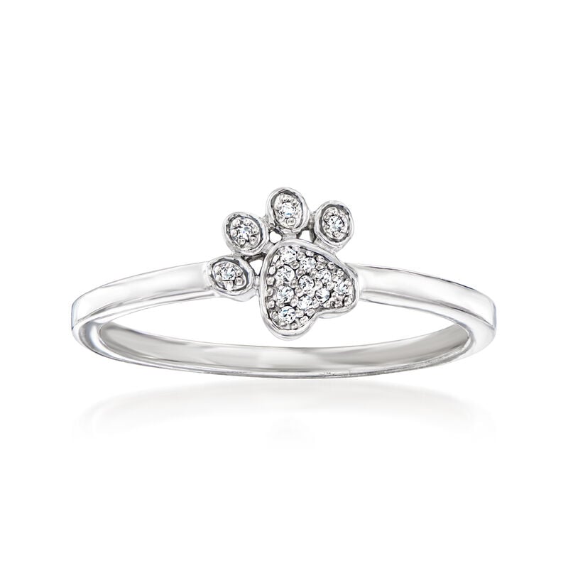 Diamond Paw Print Ring in Sterling Silver image number 0