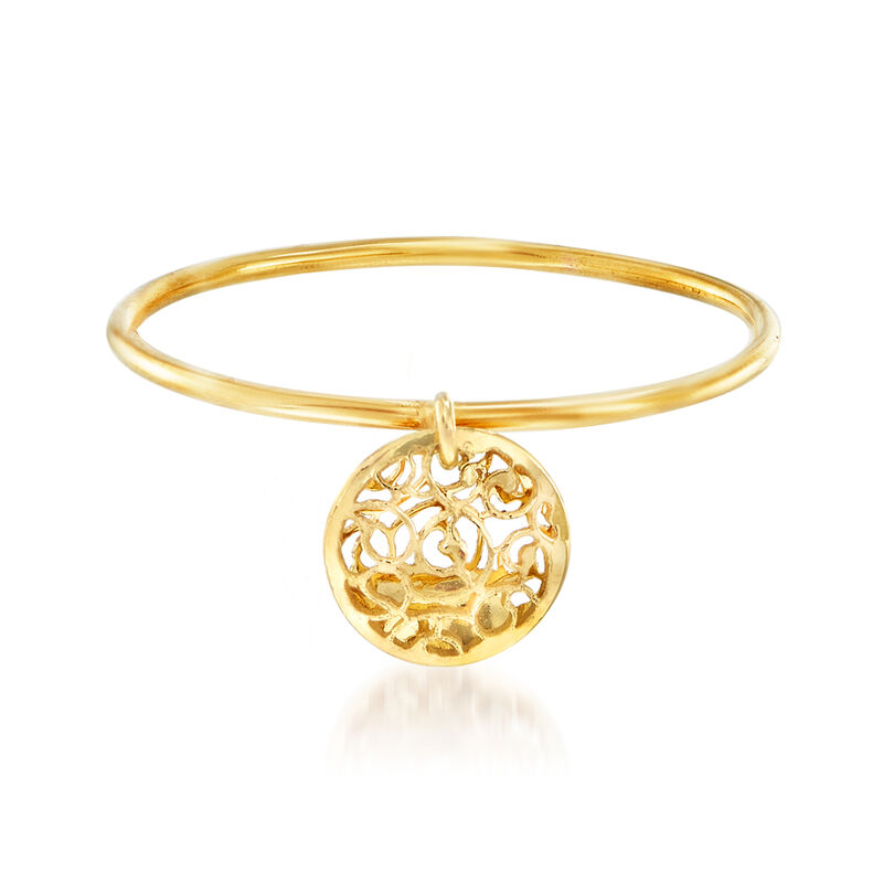 Italian 18kt Yellow Gold Filigree Disc Charm Ring image number 0