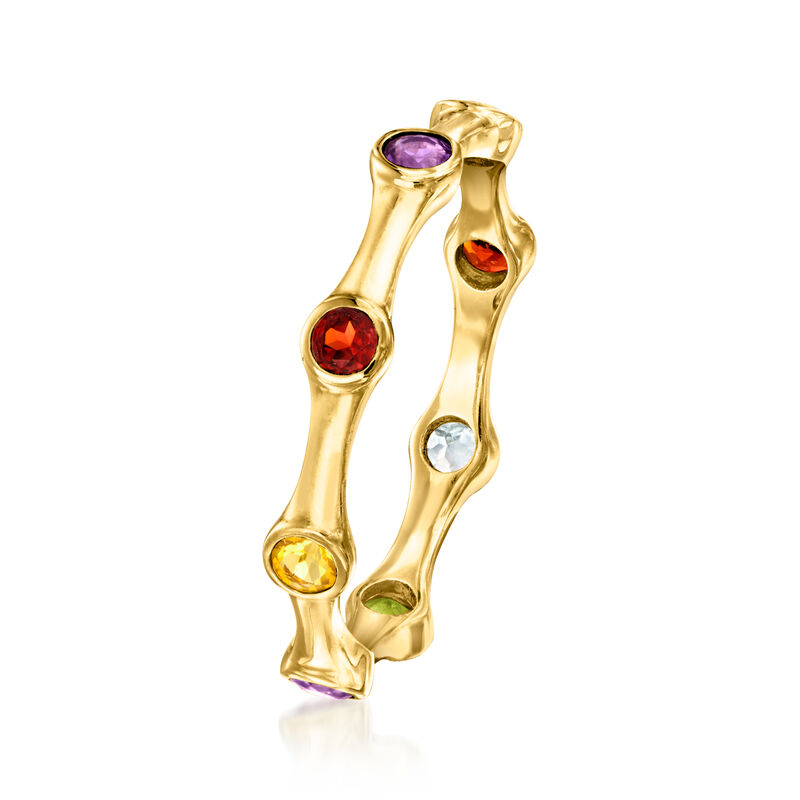 .41 ct. t.w. Multi-Gemstone Studded Ring in 18kt Gold Over Sterling image number 2