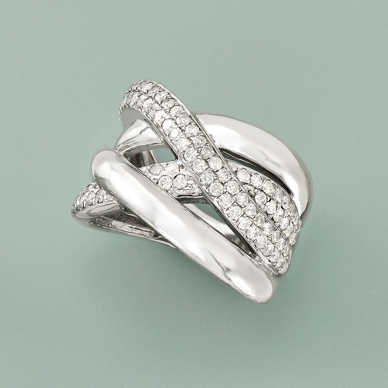 1.00 ct. t.w. Pave Diamond Highway Ring in Sterling Silver image number 4