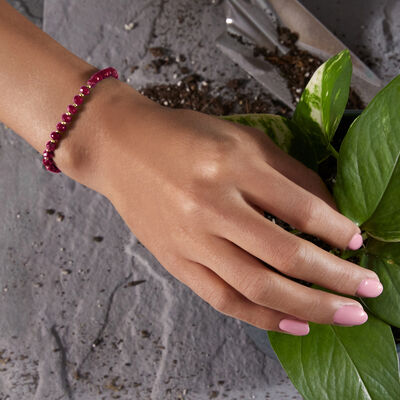 25.00 ct. t.w. Ruby Bead Bracelet in 10kt Yellow Gold