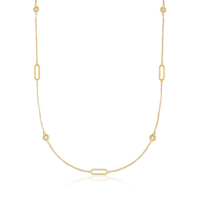 Roberto Coin &quot;Barocco&quot; .19 ct. t.w. Diamond Station Necklace in 18kt Yellow Gold. 18&quot; image number 1
