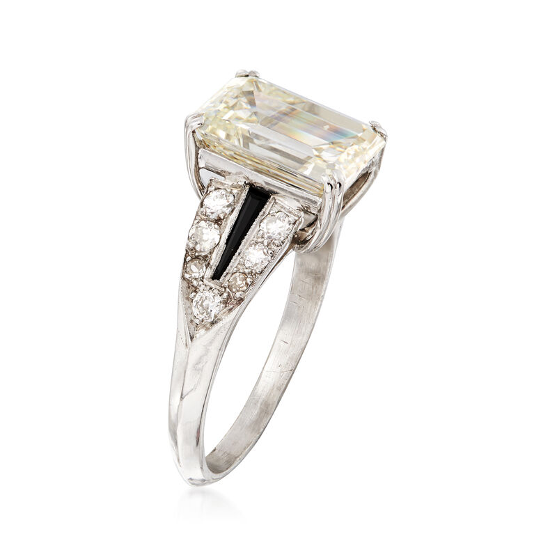 C. 1980 Vintage 3.33 ct. t.w. Diamond Ring with Black Onyx in Platinum  image number 2