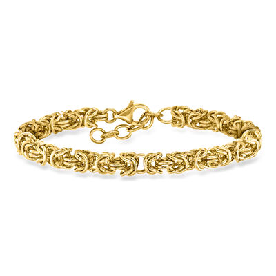 Italian 14kt Yellow Gold-Plated Byzantine Bracelet