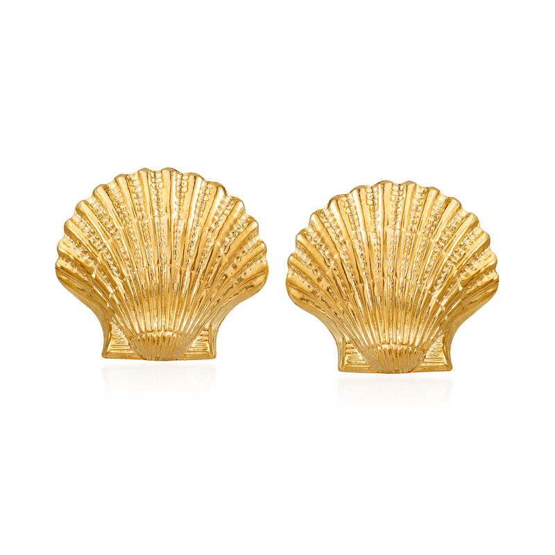 14kt Yellow Gold Seashell Earrings image number 0