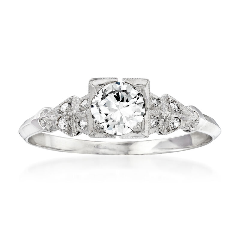 C. 1990 Vintage .58 ct. t.w. Diamond Ring in Platinum. Size 7.75 image number 0
