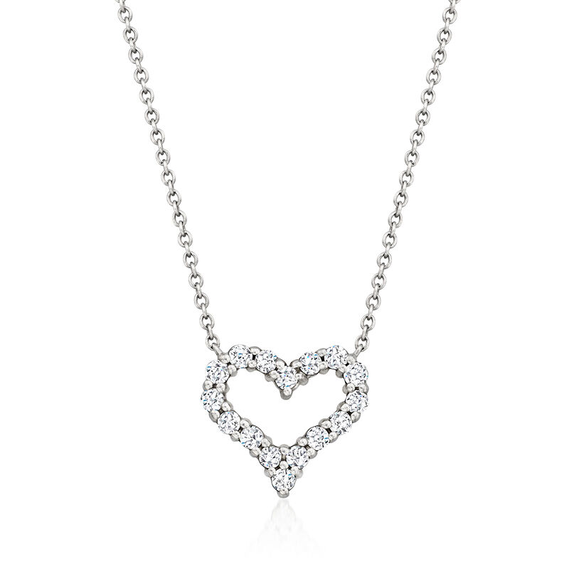 C. 1990 Vintage Tiffany Jewelry .40 ct. t.w. Diamond Heart Necklace in Platinum. 16&quot; image number 0