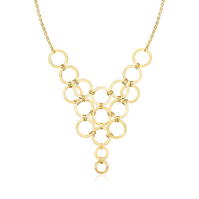 C. 1990 Vintage 14kt Yellow Gold Multi-Circle Bib Necklace