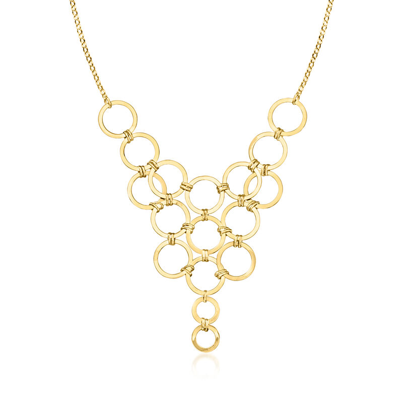 C. 1990 Vintage 14kt Yellow Gold Multi-Circle Bib Necklace. 17" image number 0