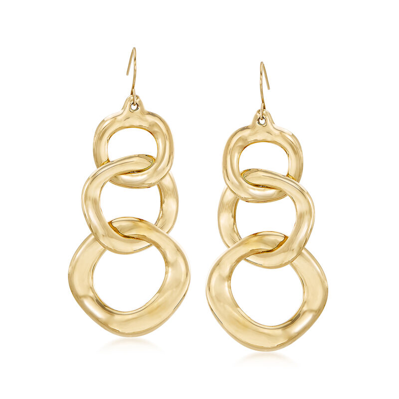 Italian Andiamo 14kt Yellow Gold Wavy Link Earrings image number 0
