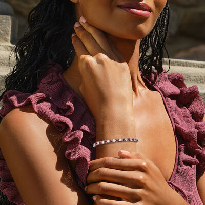 5.75 ct. t.w. Ruby and 1.00 ct. t.w. Diamond Tennis Bracelet in Sterling Silver