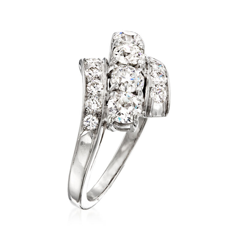 C. 1950 Vintage 1.60 ct. t.w. Diamond Bypass Ring in Palladium image number 2