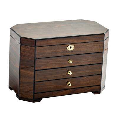 Walnut Wood Veneer Locking Jewelry Box