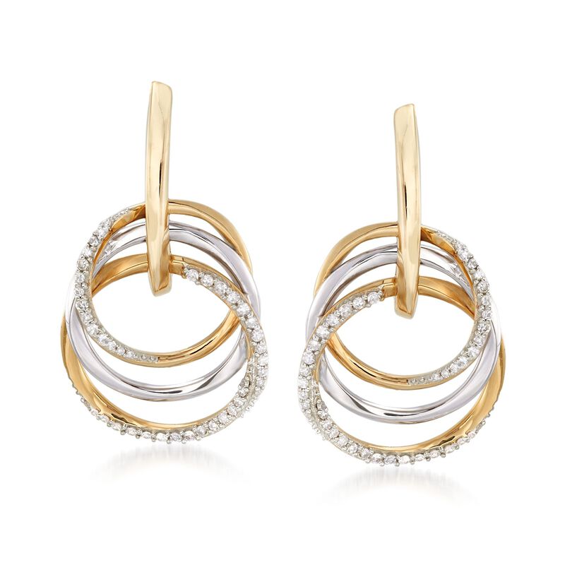 .31 ct. t.w. Diamond Triple-Circle Earrings in 14kt Two-Tone Gold image number 0