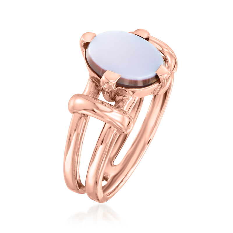 C. 1900 Vintage White Agate Ring in 10kt Rose Gold. Size 8 image number 2