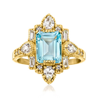 2.80 Carat Sky Blue Topaz Ring with .90 ct. t.w. White Topaz in 18kt Gold Over Sterling
