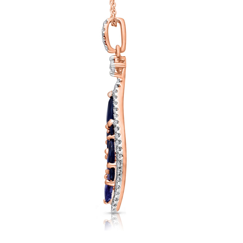 1.49 ct. t.w. Tanzanite, Sapphire and Diamond Pendant Necklace in 14kt Rose Gold. 18&quot; image number 1