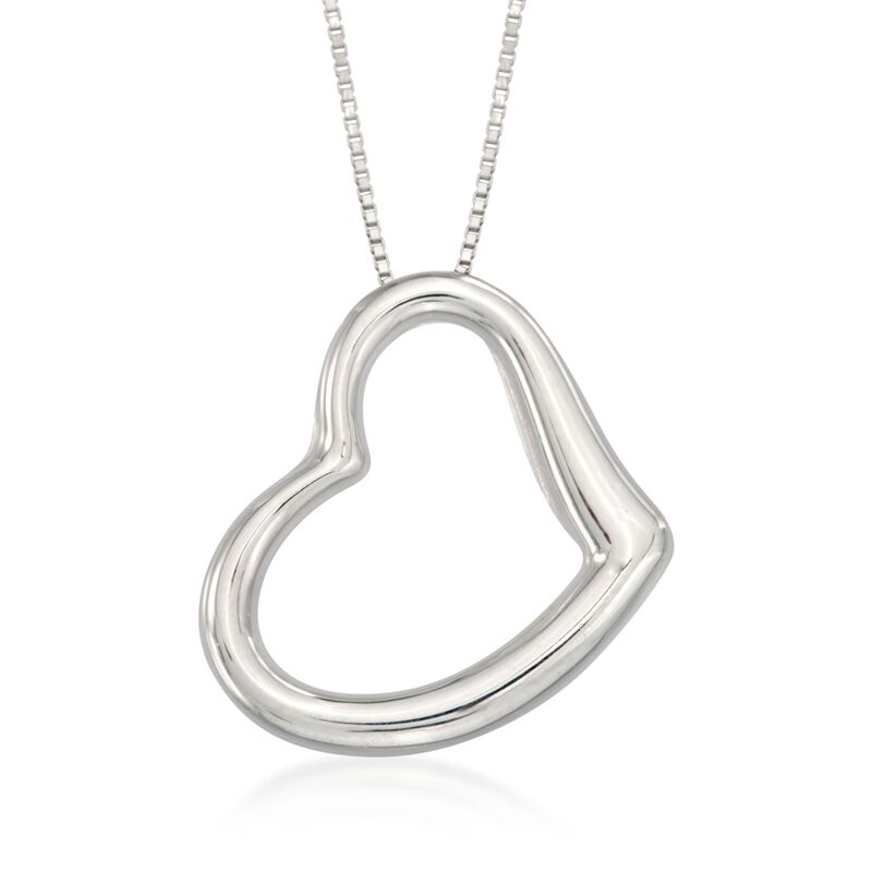 Roberto Coin 18kt White Gold Heart Necklace. 18&quot; image number 0