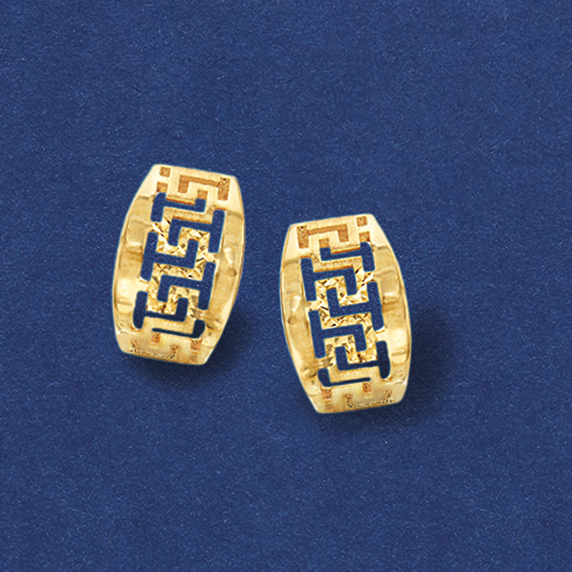 Greek key earrings yellow gold discount