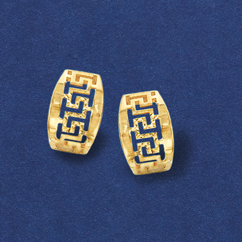 14kt Yellow Gold Greek Key Earrings image number 3