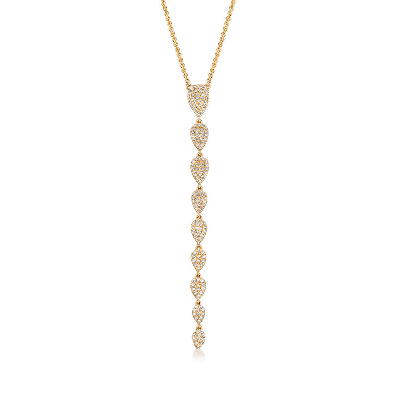 .51 ct. t.w. Pave Diamond Linear Drop Necklace in 18kt Yellow Gold image number 0