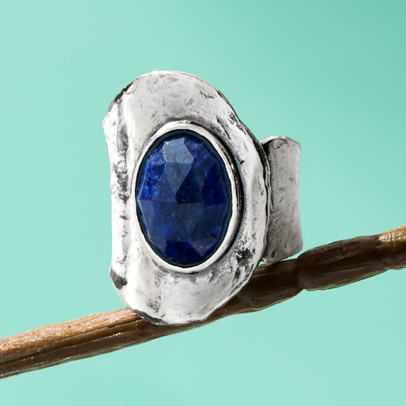 6.25 Carat Sapphire Ring in Sterling Silver image number 3