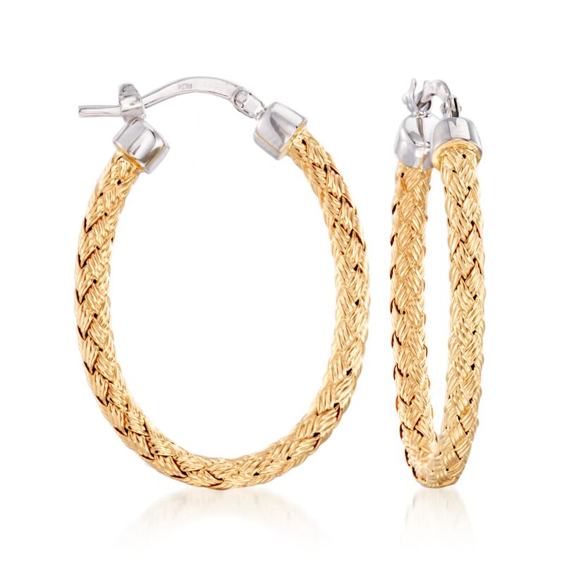 Charles Garnier &quot;Milan&quot; Two-Tone Sterling Silver Oval Hoop Earrings. 1 1/4&quot; image number 0