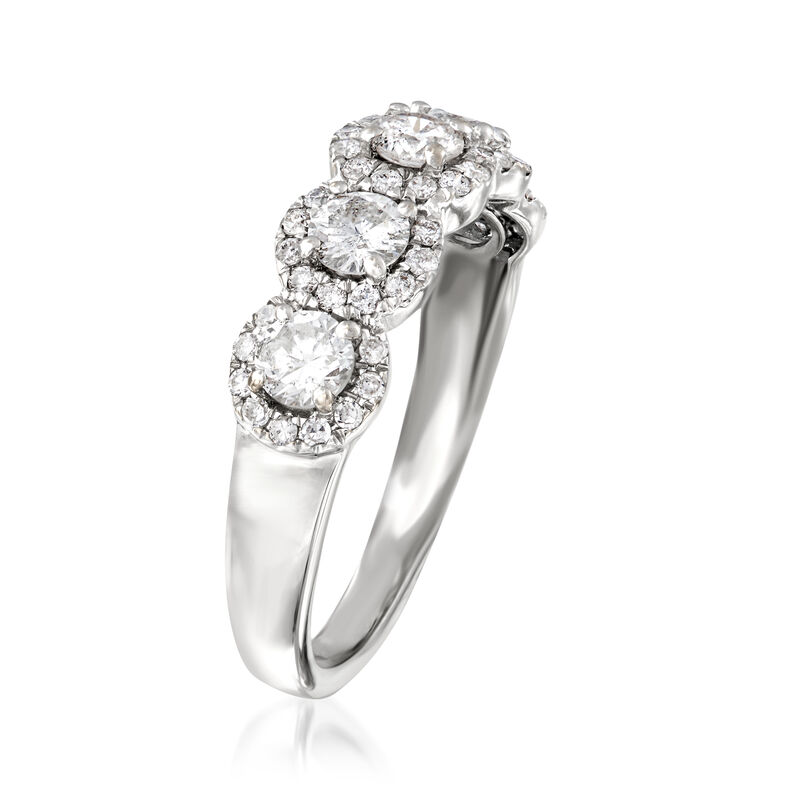 1.00 ct. t.w. Diamond Five-Stone Halo Ring in 14kt White Gold image number 2