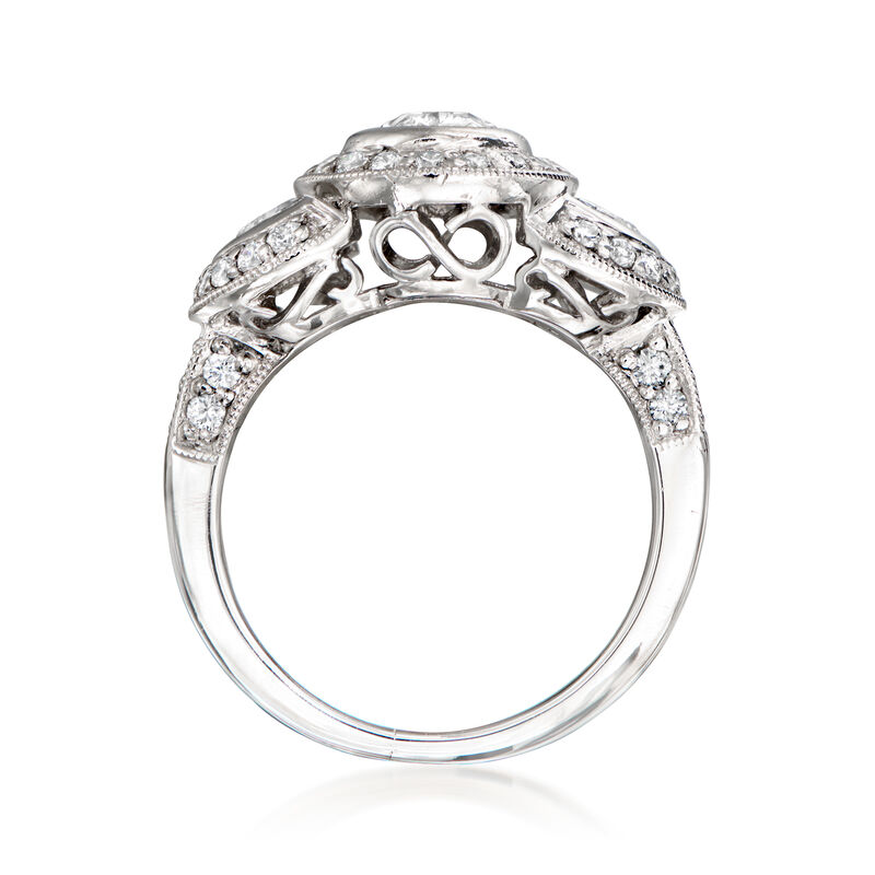 C. 1990 Vintage 2.50 ct. t.w. Diamond Three-Stone Ring in Platinum image number 3