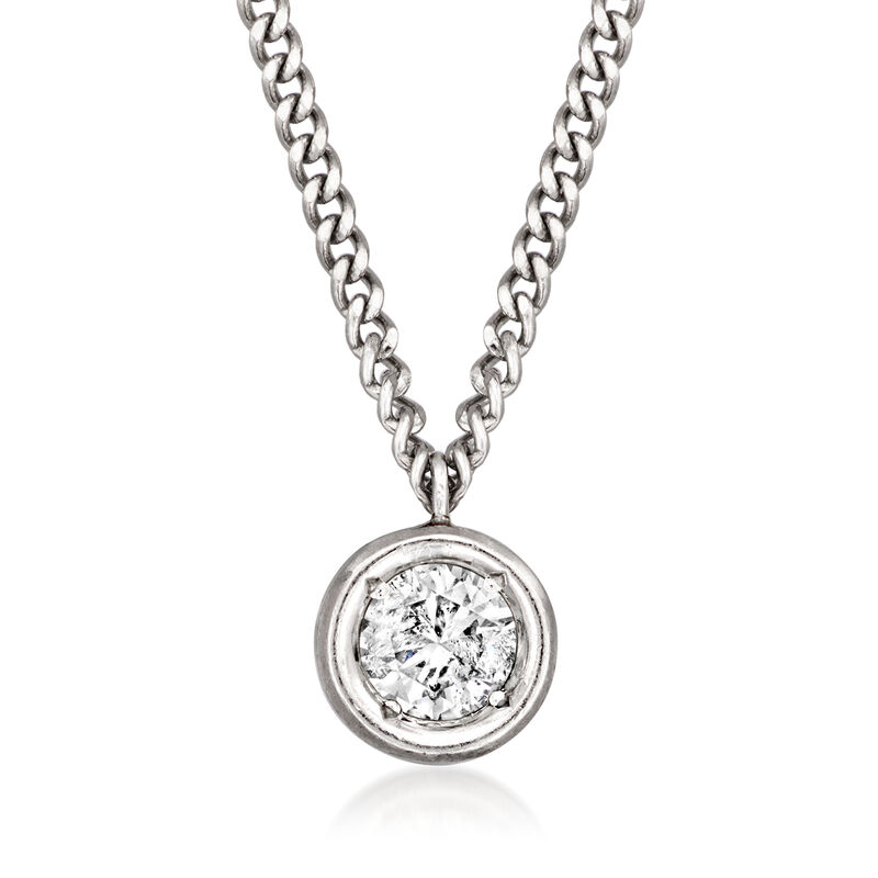 C. 1990 Vintage .33 Carat Bezel-Set Diamond Necklace in Platinum. 16&quot; image number 0