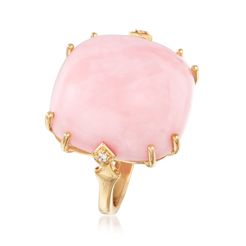 Pink Opal Ring with Diamond Accents in 14kt Yellow Gold image number 2