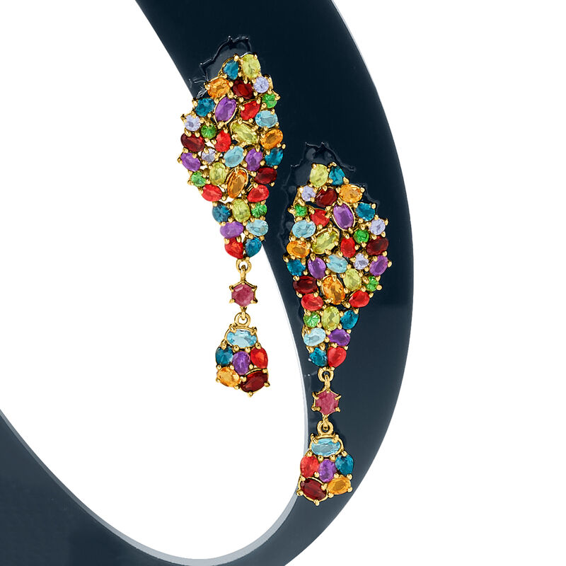 13.60 ct. t.w. Multi-Gemstone Cluster Drop Earrings in 14kt Gold Over Sterling  image number 3