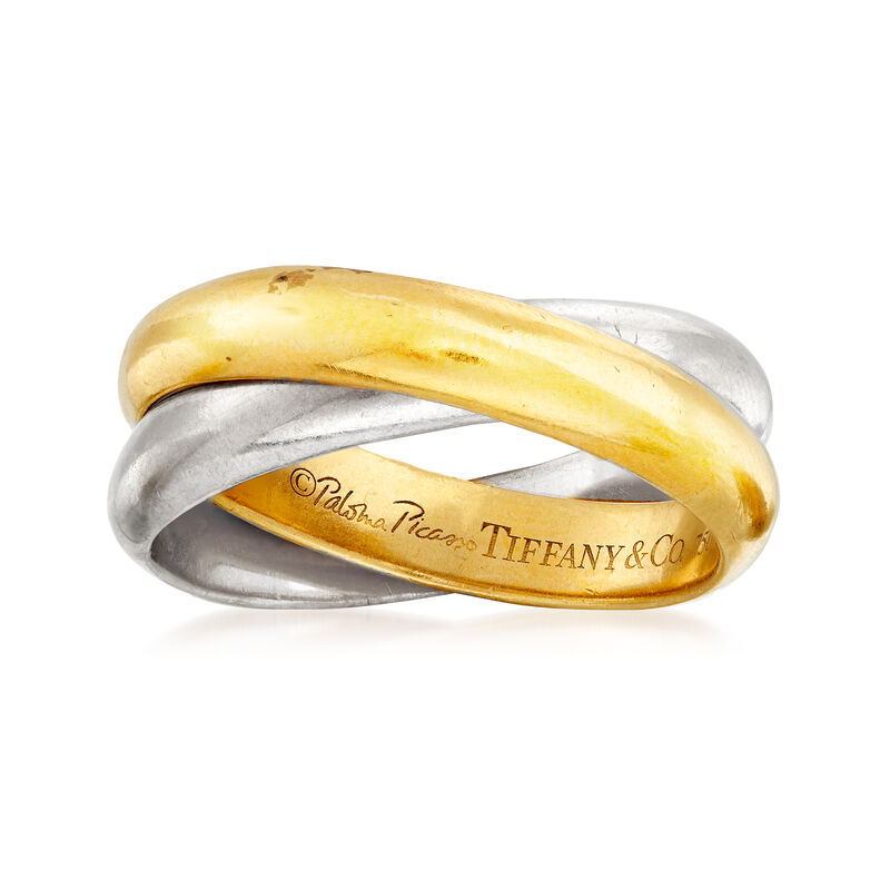 C. 1980 Vintage Tiffany Jewelry 18kt Two-Tone Gold Rolling Ring image number 0