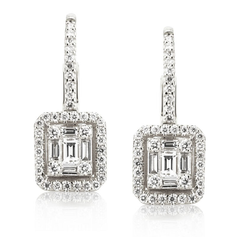 .86 ct. t.w. Baguette and Round Diamond Drop Earrings in 18kt White Gold image number 0
