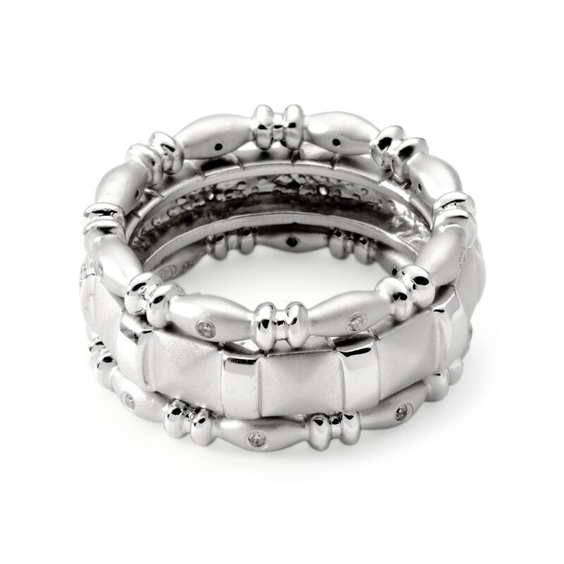 .10 ct. t.w. Diamond Jewelry Set: Three Stackable Eternity Bands in Sterling Silver image number 3