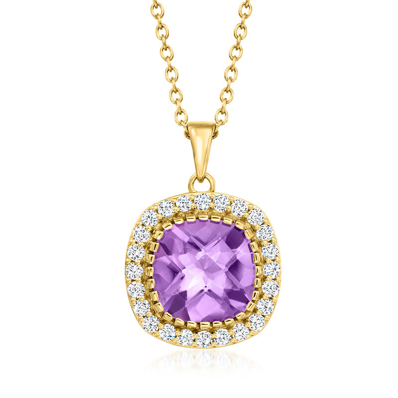 5.50 Carat Amethyst and 1.10 ct. t.w. White Topaz Pendant Necklace in 18kt Gold Over Sterling. 18&quot; image number 1