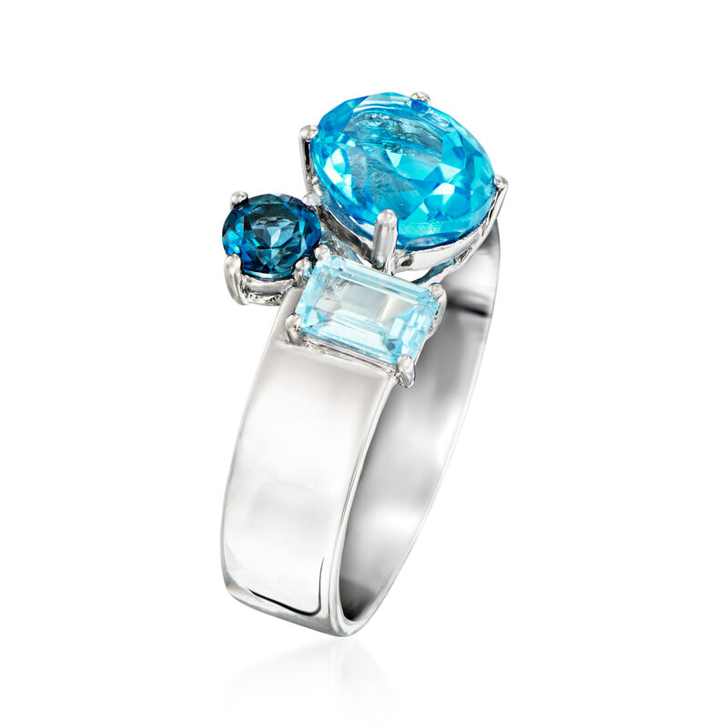 4.40 ct. t.w. Tonal Blue Topaz Ring in Sterling Silver image number 2