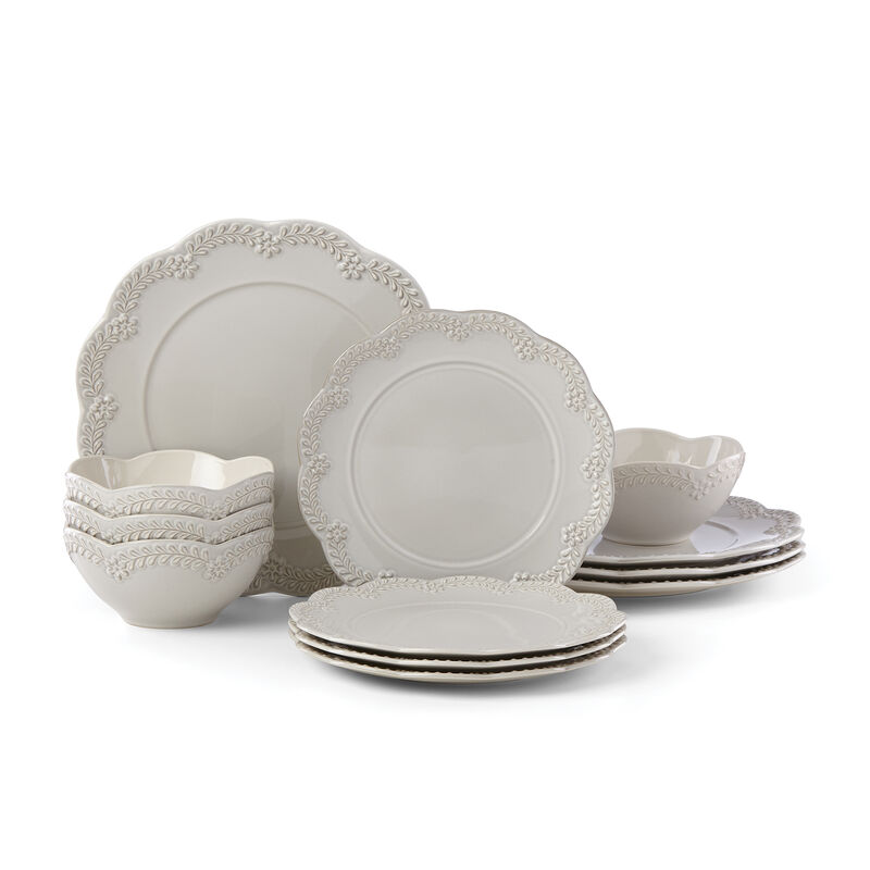 Lenox "Chelse Muse" Floral Gray Ironstone Dinnerware Set  image number 0