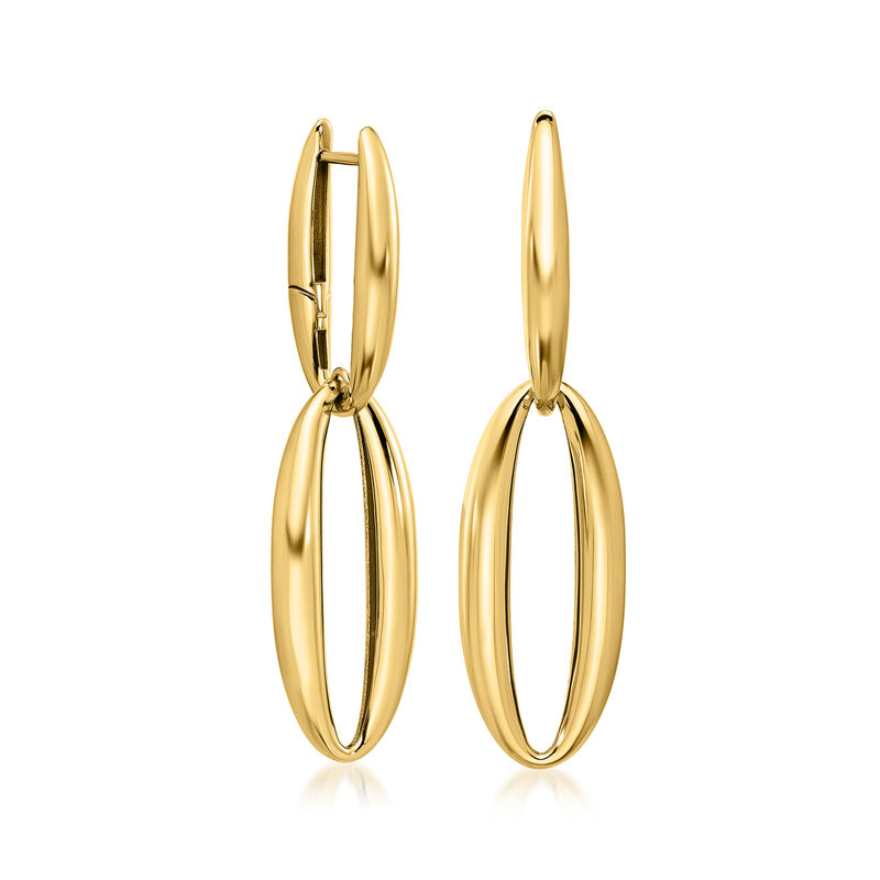 Italian 14kt Yellow Gold Oval-Link Hoop Drop Earrings  image number 1