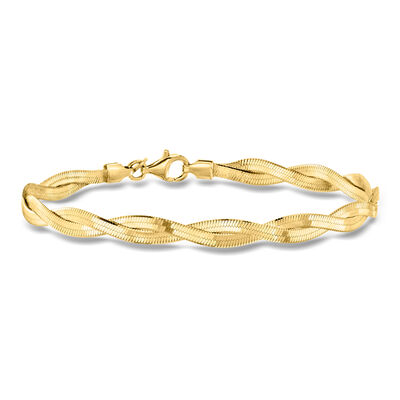 Italian 18kt Gold Over Sterling Twisted Herringbone Bracelet