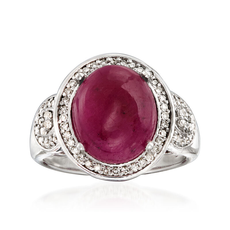 7.00 Carat Ruby and .36 ct. t.w. Diamond Ring in Sterling Silver image number 0