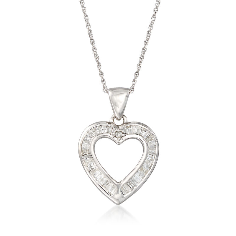.25 ct. t.w. Diamond Open-Space Heart Pendant Necklace in Sterling Silver image number 0