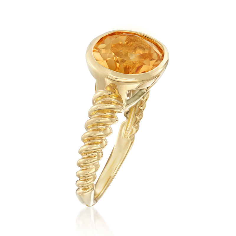 4.50 Carat Oval Citrine Ring in 18kt Gold Over Sterling image number 2