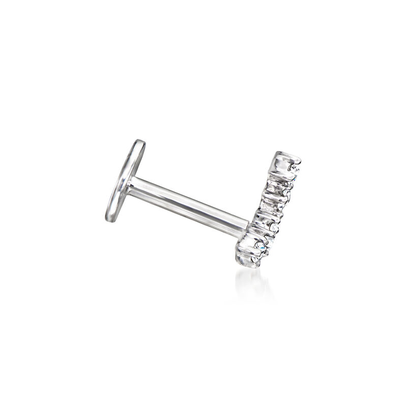 Diamond-Accented Single Curved Bar Flat-Back Stud Earring in Sterling Silver image number 2