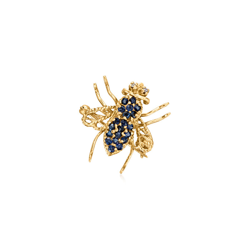 C. 1980 Vintage .20 ct. t.w. Sapphire Bumblebee Pin/Pendant with Diamonds in 14kt Yellow Gold image number 0